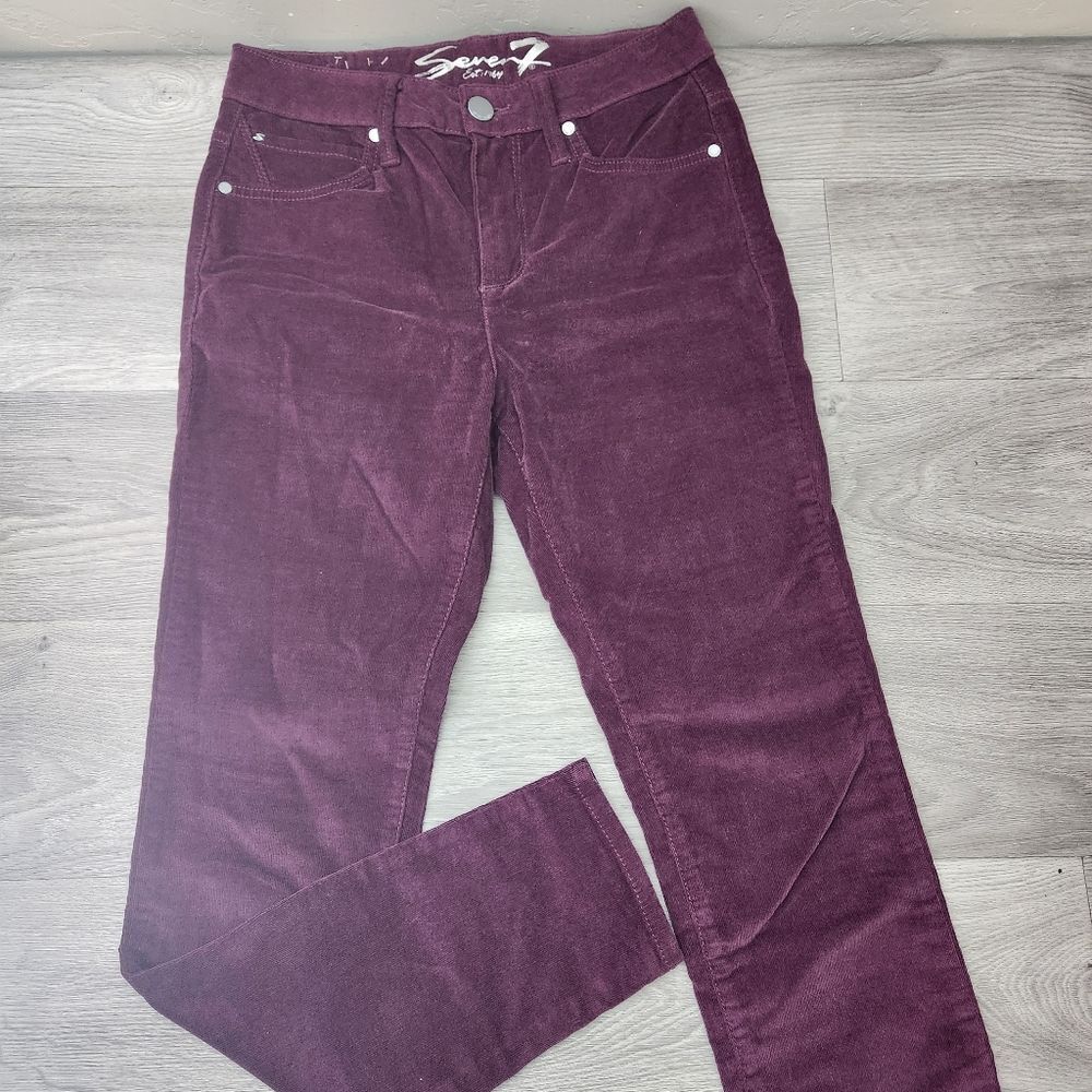 SEVEN 7 Purple Pants Size 4 Corduroy Ultra High Rise Skinny Soft‎ Velvet
